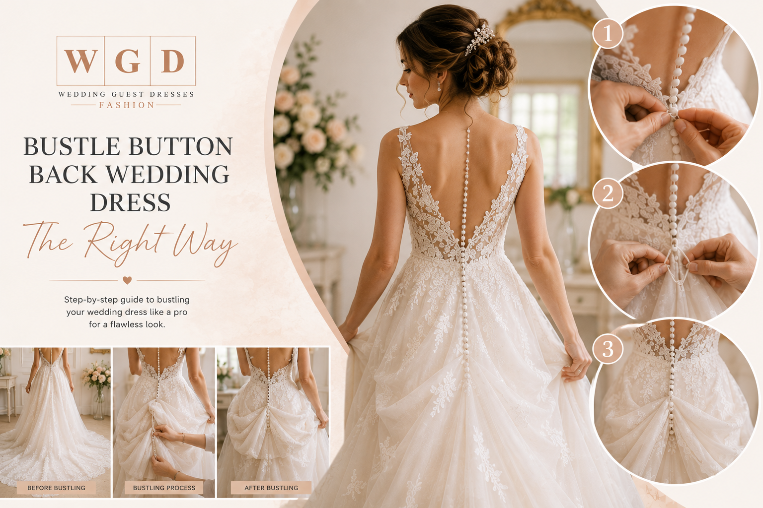 How to Bustle a Button-Back Wedding Dress the Right Way